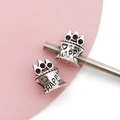 Silver crown spacer charm with Happy engraving and heart for DIY charm bracelet - Antique Silver Birthday Cake Large Hole Bead (15669)