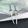 Pair of vintage silver samurai sword pendants in katana style for DIY jewelry making - Antique Silver Zinc Alloy Sword (16187)