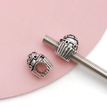 Cupcake shaped Tibetan silver charm bead with detailed texture for DIY bracelets - Antique Silver Dessert Bead (15673)
