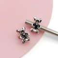DIY retro silver floral spacer beads for bracelets with antique finish and large holes - Antique Silver Small Flower Large Hole Bead (15674)