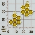 Pendentif en forme de nid d'abeille doré avec émail jaune sur règle de mesure - Abeille Nid d'Abeille Émail Double Face Jaune Clair (23151)