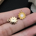 Gänseblümchen Anhänger aus Legierung mit gelber Emaille und Gold-Finish für DIY Schlüsselanhänger - Gelbe Runde Kleine Gänseblümchen (11071)