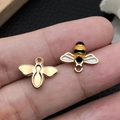 Goldener Bienen-Anhänger aus Legierung mit gelber Emaillierung für DIY-Schmuckstücke - Gelbe Emaille Biene (11860)