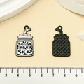 Pink skull jar charm pendant in alloy with enamel finish for DIY jewelry making - Milk Tea Bottle Skull (21758) / 1 Piece (29x16mm)
