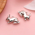 Silver rabbit alloy charms with polished finish for DIY jewelry and necklaces - 3D Rabbit (3749)