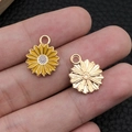Gelber Sonnenblumen-Emaille-Anhänger mit Goldlegierung für DIY-Schlüsselanhänger - Gelbe Emaille Kleine Chrysantheme (14784)