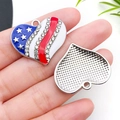 Macro shot of heart-shaped USA flag charm with stars, red-white stripes and rhinestones - Independence Day Heart (19076)