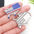 Detailed macro view of US map charms with enamel flag design and crystal inlay for DIY jewelry - Independence Day USA Map (19074)