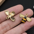 Goldener Emaille-Bienenanhänger für DIY-Schlüsselanhänger und Schmuckherstellung - Gelbe KC Gold Emaille Biene (16756)