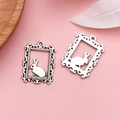 Retro silver alloy bunny frame pendants for Easter DIY jewelry making accessories - Hollow Rabbit Frame (5875)