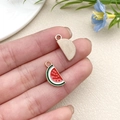 Pendentif pastèque en émail et alliage pour la création de bijoux et boucles d'oreilles - Style Pastèque en Alliage de Zinc Rouge Goutte d'Huile (10853)
