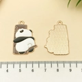 Vue avant et arrière du pendentif panda en alliage avec échelle pour bijoux DIY - Panda Grimpant à l'Arbre en Émail Blanc (21692)