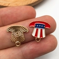 Detailed view of patriotic USA uncle sam hat pendants with red white blue enamel finish - KC Gold Enamel USA Flag Hat Style (16278)