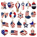 Σετ 20 κρεμαστά USA με καρδιά και αστέρι σε κόκκινο λευκό μπλε σμάλτο για κοσμήματα - Μικτά Σχήματα (SN802)