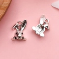 Silver alloy rabbit charms with rings for DIY jewelry making set of two - Rabbit Head (6708)