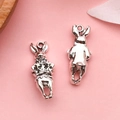 Silver rabbit alloy charms with heart playing card design for DIY jewelry making - Hearts Poker Rabbit (8338)