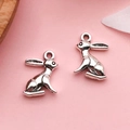 Silver rabbit alloy charms for Easter jewelry making, DIY pendants with detailed texture - Sitting Rabbit (11225)