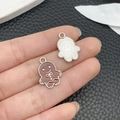 Brown enamel gingerbread man charm with silver metallic back for DIY jewelry - Brown Enamel Christmas Gingerbread Man (21862)