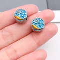 Charm smaltato stella marina con pesce arancione per braccialetti gioielli fai da te - Perla con Foro Grande Pesce Timone Marino (19817) / 1 Pezzo (11x11mm) / Blu Lago