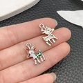 Handheld silver deer charms with colorful enamel for DIY jewelry making and pendants - White Enamel Christmas Reindeer (21867)