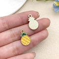 Pendentifs ananas en alliage avec émail jaune et dos doré pour création de bijoux DIY - Style Ananas en Alliage de Zinc KC Jaune Goutte d'Huile (22181)