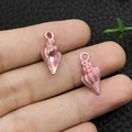 Pair of rose gold and pink enamel conch shell charms for jewelry making - Enamel Pink Conch (8600)