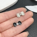 DIY sweet bow charms in silver and black oil drop finish with crystal for jewelry making - Black Enamel Rhinestone Bow knot (21879)