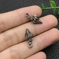 Vintage bronze conch alloy pendant with spiral texture for DIY jewelry making - Enamel Black Conch (8603)