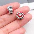 Ciondoli gufo e conchiglia a spirale in argento con smalto rosso per gioielli fai da te - Perla con Foro Grande Lumaca di Mare (19821) / 1 Pezzo (11x11mm) / Rosso