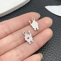 DIY metal soldier pendant with red heart enamel finish and silver textured back - White Enamel Poker Soldier (21901)