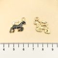 Pendentif cheval en émail noir avec dos en métal doré pour la création de bijoux DIY - Poney Cowboy Western Émail Noir et Alliage Or (21848)
