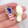 DIY American flag flip-flop pendant with stars, stripes and rhinestone detail - Left Flip Flop Style