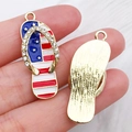 Zinc alloy flip-flop pendant with US flag pattern and sparkling rhinestones - Right Flip Flop Style