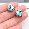 Ciondolo squalo in lega d'argento con smalto blu per creazione bracciali DIY - Perla con Foro Grande Grande Squalo Marino (19823) / 1 Pezzo (13x12mm) / Blu Lago