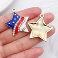 Pentagram star pendant with US flag enamel pattern and rhinestone details for DIY jewelry - Five-pointed Star