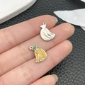 Miniature banana charms for DIY jewelry, featuring silver and yellow enamel finishes - Yellow Enamel Banana (21934)
