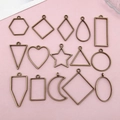 Set of 15 antique bronze geometric hollow frames for DIY UV resin jewelry making - Antique Bronze Geometric Frame Mixed Style (SN1130)