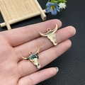 Bohemian style colorful enamel bull head pendant for DIY jewelry making accessories - 20x22mm / Green Leaf Halloween Bull Head