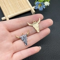 Golden cow skull charms with enamel geometric patterns for DIY jewelry making - 20x22mm / Black Stripe Halloween Bull Head
