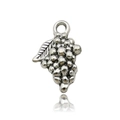 Pendentif raisin DIY en métal argenté vintage avec texture détaillée et anneau de lien - Style Raisin en Alliage de Zinc Argent Antique (10563)