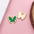 Ciondolo a farfalla in smalto verde e lega dorata per la creazione di gioielli fai da te - Stile Farfalla (12494) / 1 Pezzo/Confezione (12x11mm) / Verde