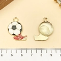 Soccer ball and cleat metal pendant in gold and white finish for DIY jewelry - Sports Soccer Ball And Shoe (16736)