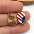 USA flag teardrop pendant and gold textured charm set for DIY jewelry making - KC Gold Enamel Teardrop USA Flag Style (16269)