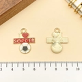 DIY soccer enamel pendant with I Love Soccer text and ball pattern for keychains - I Love Soccer Message And Ball (16737)