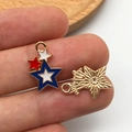 Star-shaped enamel charm with red white blue design and golden metallic finish - KC Gold Enamel USA Flag Star Style (16271)