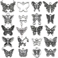 Set mit 20 Vintage-Silber-Schmetterlingsanhängern für die DIY-Schmuckherstellung - Antik Silber Schmetterlingsserie Set 20 Stile (SN1150)