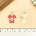 DIY rode emaille voetbalshirt hangers set met gouden achterkant voor sieraden - Voetbalshirt (16738) / 20x25mm / Rood met gouden basis