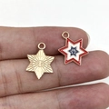 Gold-plated alloy and American flag enamel star charms for DIY jewelry making - KC Gold Enamel Blue White Red Star (19086)