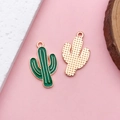 Ciondolo a cactus in lega dorata con smalto verde per creazione gioielli fai da te - Stile Cactus (12060) / 1 Pezzo/Confezione (9x12mm) / Verde