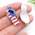 US flag flip-flop pendant with sparkling rhinestones and red white blue enamel finish - American Independence Day Flag Left Flip Flop (19065)